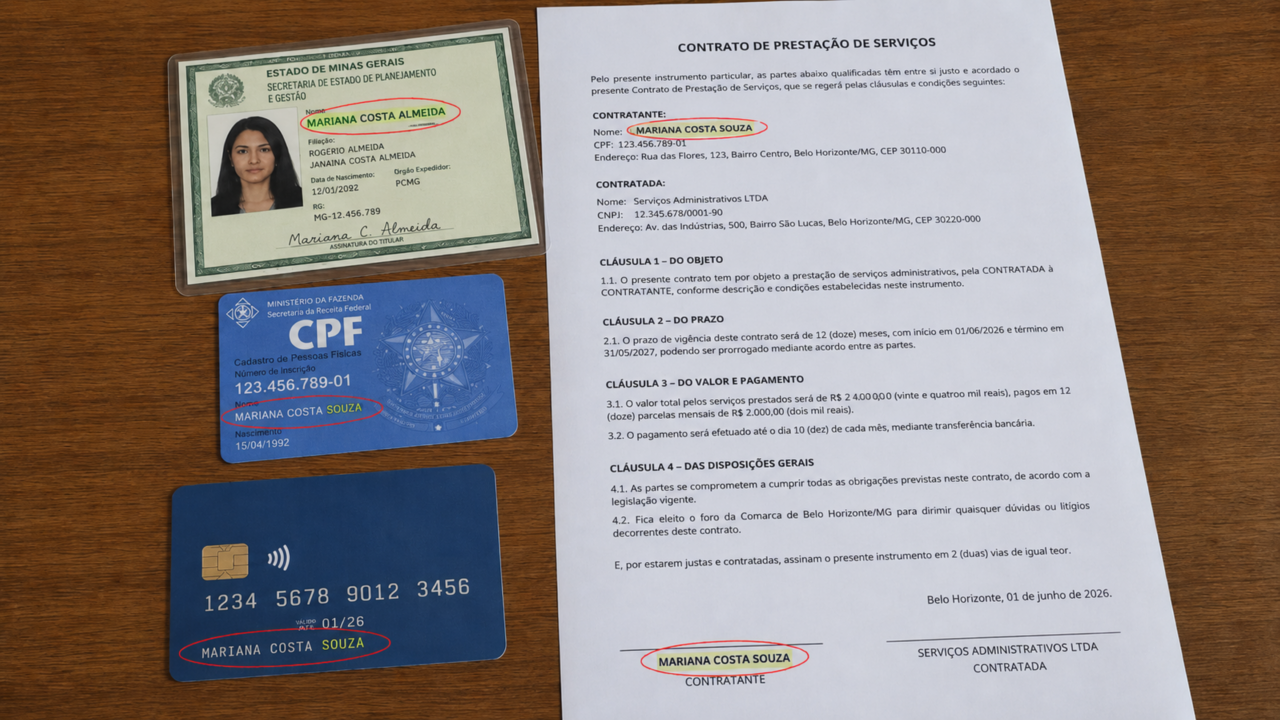 Sobrenome de família pode mudar, mas o erro começa quando os documentos continuam antigos