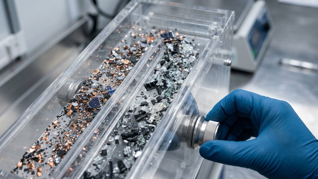 Empresa australiana cria sistema automatizado que desmonta painéis solares em 45 segundos e separa materiais por carga eletrostática
