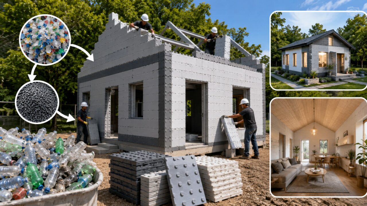 Tijolos de plástico reciclado estão sendo criados para construir casas em apenas cinco dias
