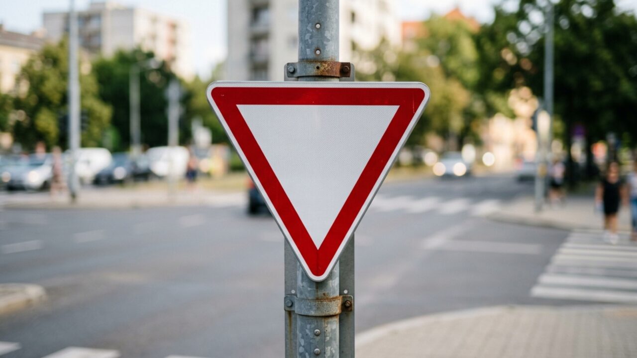 O que significa a placa triangular branca virada para baixo que muda a prioridade no cruzamento antes mesmo do motorista perceber