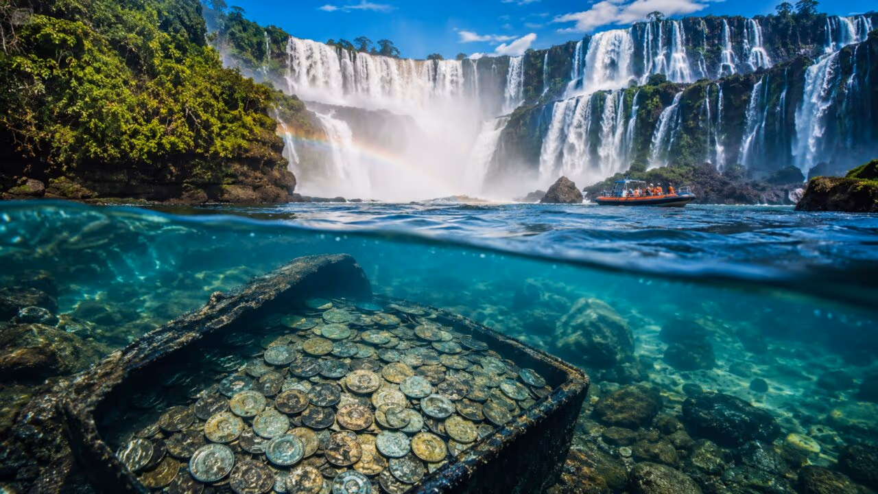 Um tesouro dentro de um tesouro? 400 quilos de moedas foram encontrados sob as Cataratas do Iguaçu. Tradição turística ou risco ambiental?