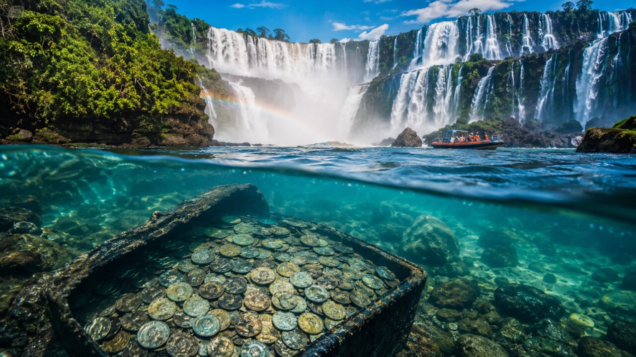 Um tesouro dentro de um tesouro? 400 quilos de moedas foram encontrados sob as Cataratas do Iguaçu. Tradição turística ou risco ambiental?