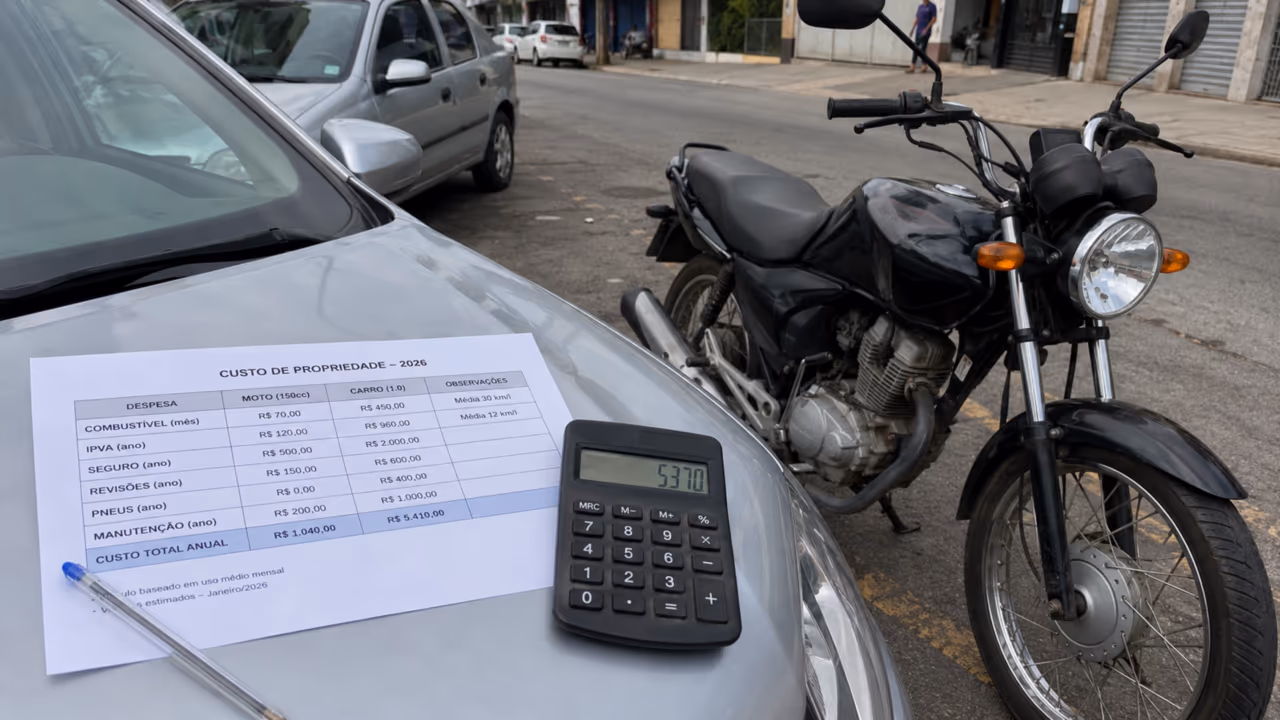 Trocar carro por moto economiza mesmo? A conta que parece óbvia, mas pode enganar muita gente