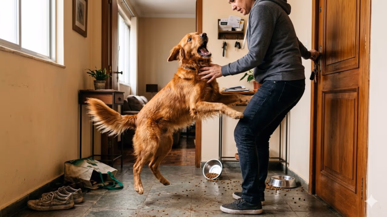 Veterinários concordam: cães felizes em ver seus donos voltando para casa não são sintomas de felicidade