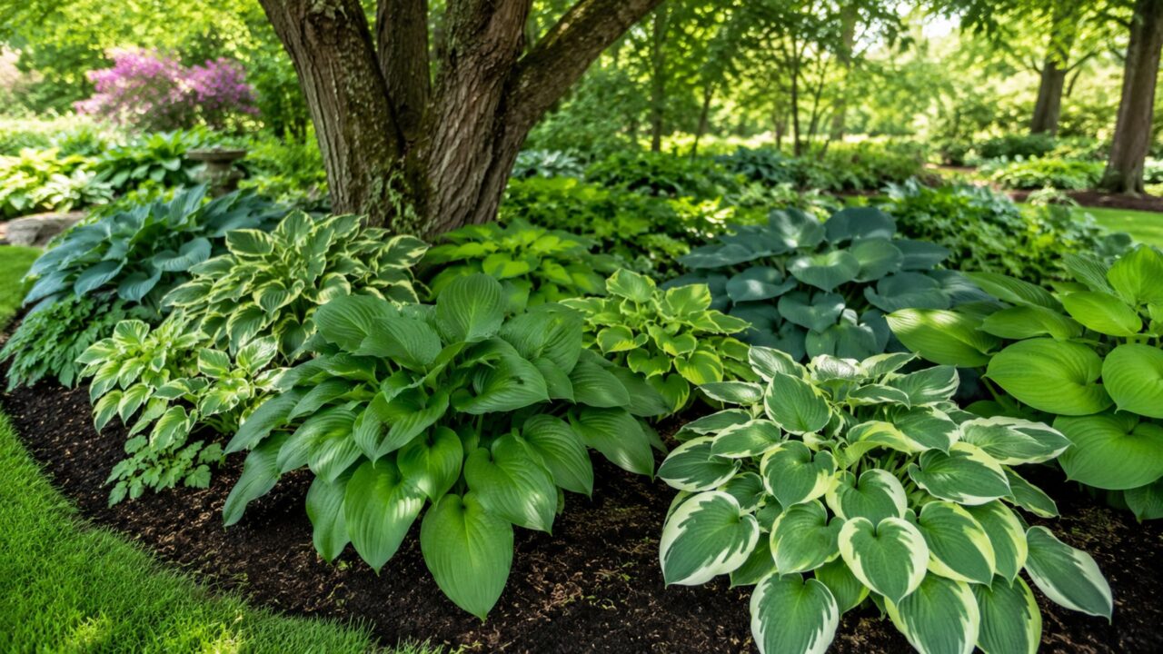 Sombra filtrada, solo rico e umidade equilibrada deixam a hosta mais cheia