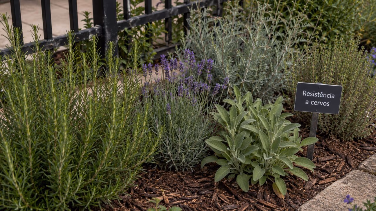 O sinal de cervo na etiqueta da planta não é detalhe decorativo e pode salvar seu jardim de uma visita indesejada