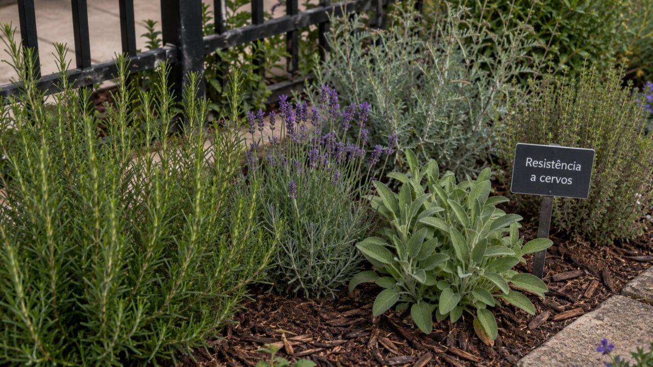 O sinal de cervo na etiqueta da planta não é detalhe decorativo e pode salvar seu jardim de uma visita indesejada