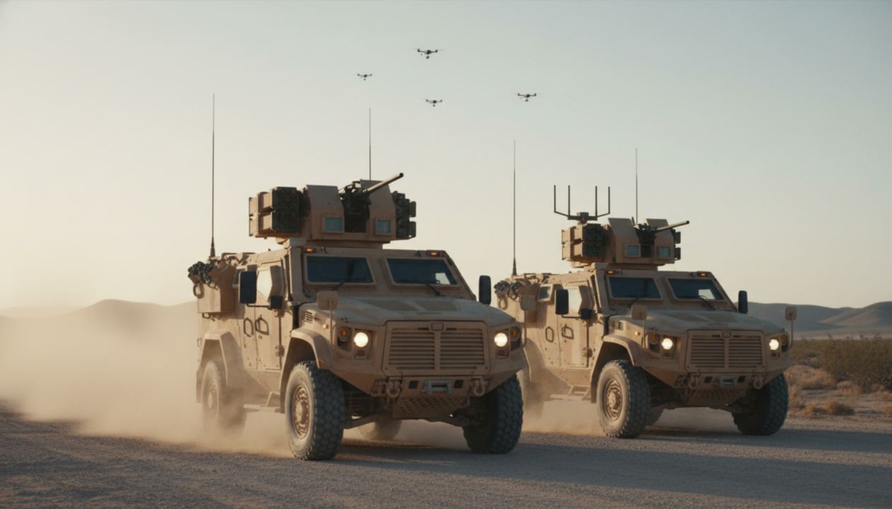 Como o novo blindado leve do Exército monta um escudo anti-drones capaz de paralisar enxames inteiros no ar