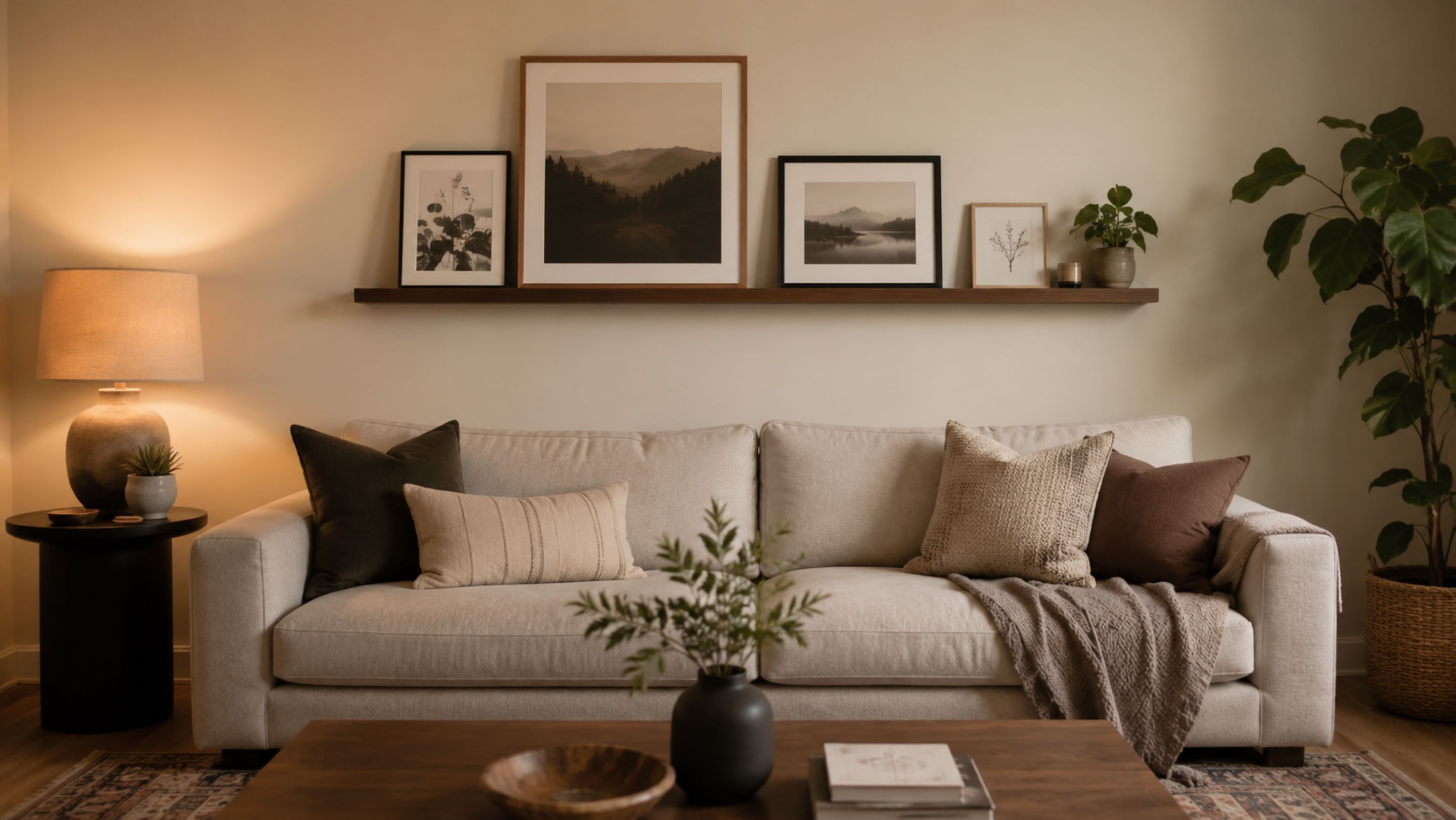 A parede vazia da sala pode virar o ponto mais bonito da casa com uma solução barata e sem obra