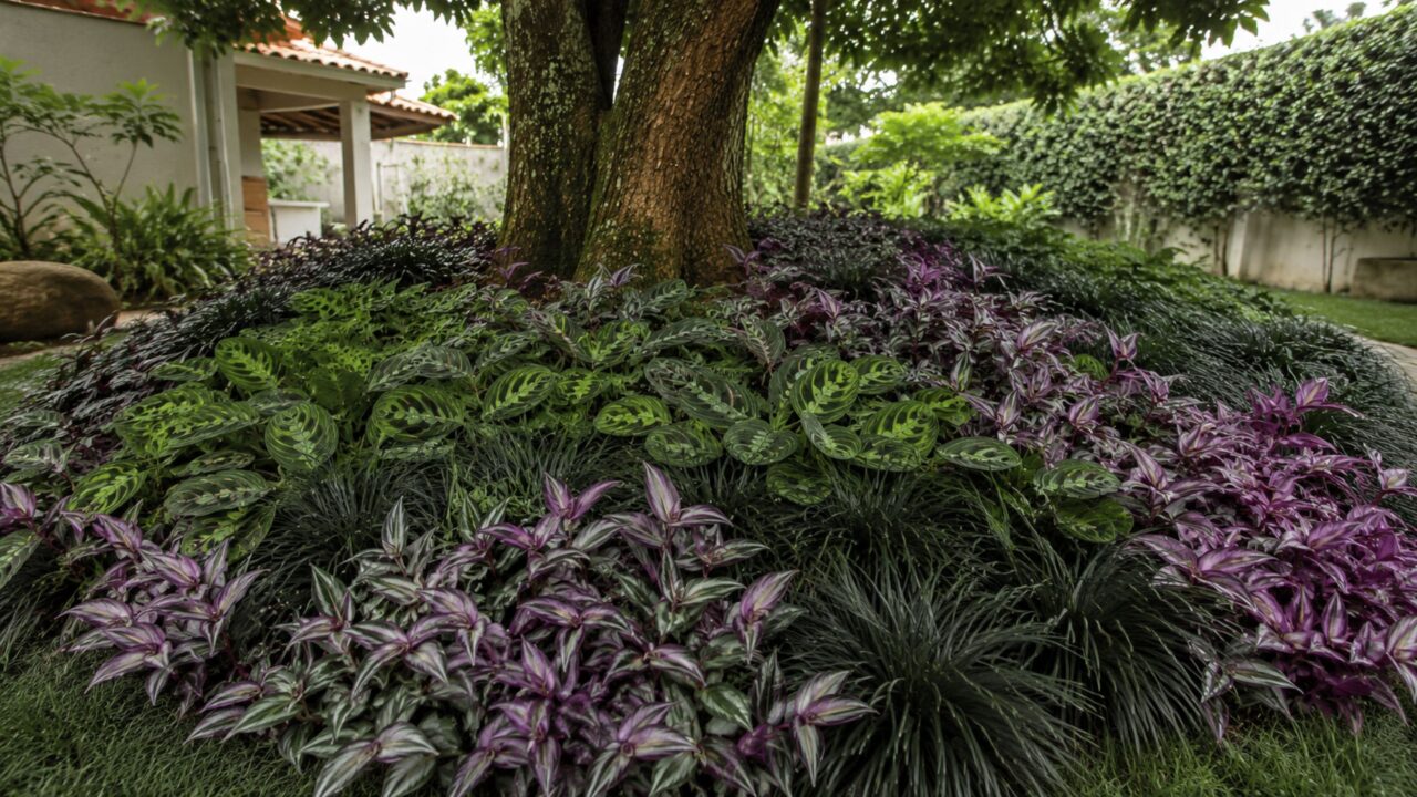 O canto de sombra sem grama pode ganhar vida com uma cobertura que não parece samambaia nem jardim improvisado