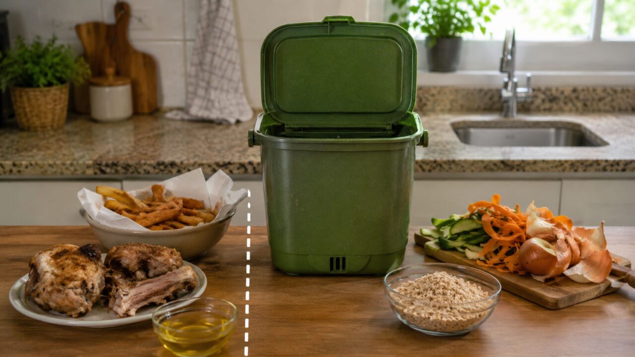 Gordura, carne e restos muito temperados desequilibram a compostagem e atraem moscas