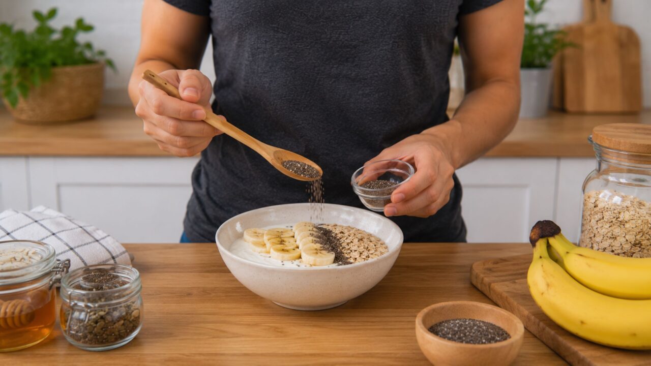 Combinações simples com aveia, frutas e proteína ajudam a controlar a fome ao longo da manhã