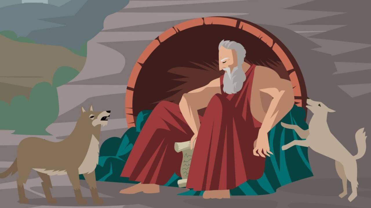 Diógenes de Sinope, o filósofo cínico: “Os seres humanos vivem artificialmente e deveriam observar os animais para reaprender a simplicidade.”