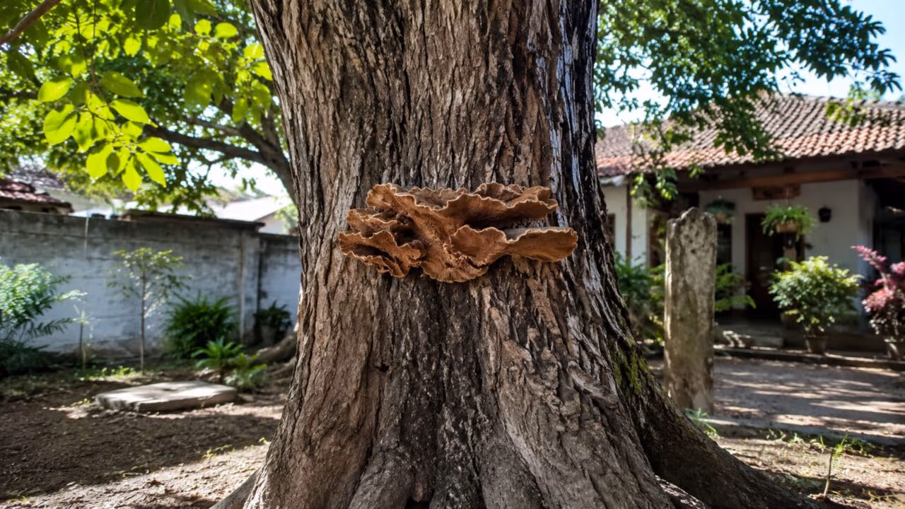 Esse caroço escuro no tronco da árvore parece pequeno, mas pode mostrar um alerta importante no jardim