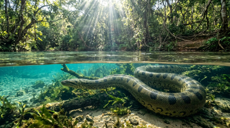 Fotógrafo encontra sucuri gigante com mais de 5 metros em Bonito