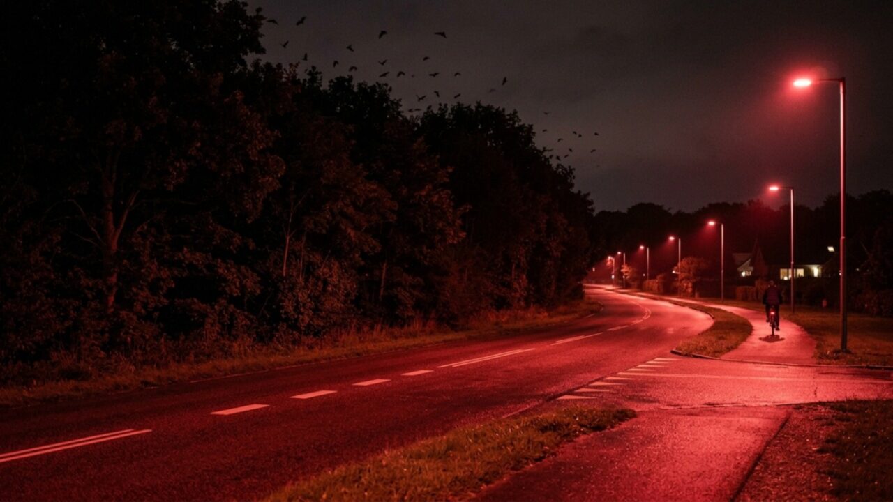 A Dinamarca acaba de desligar os postes de luz brancos e pintar uma rua de vermelho para resolver uma crise urbana noturna que a maioria das cidades ainda ignora
