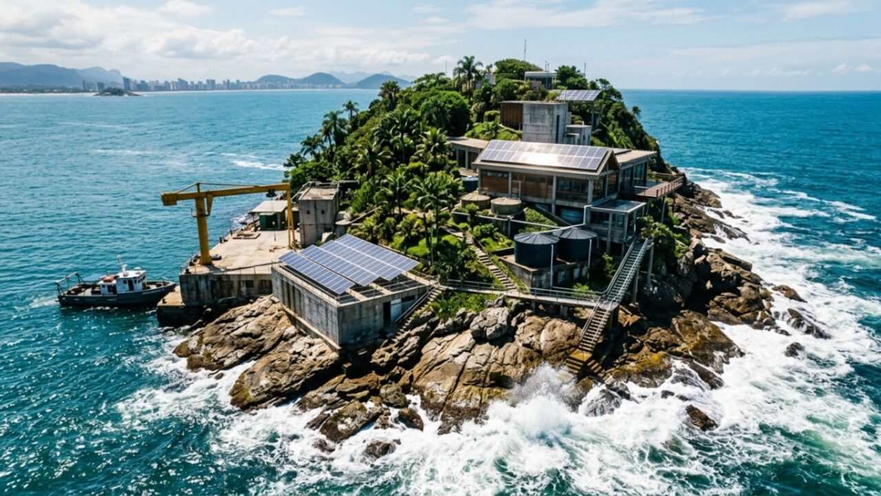 Ilha sem praia no Guarujá virou laboratório autossustentável antes do mundo falar em energia limpa