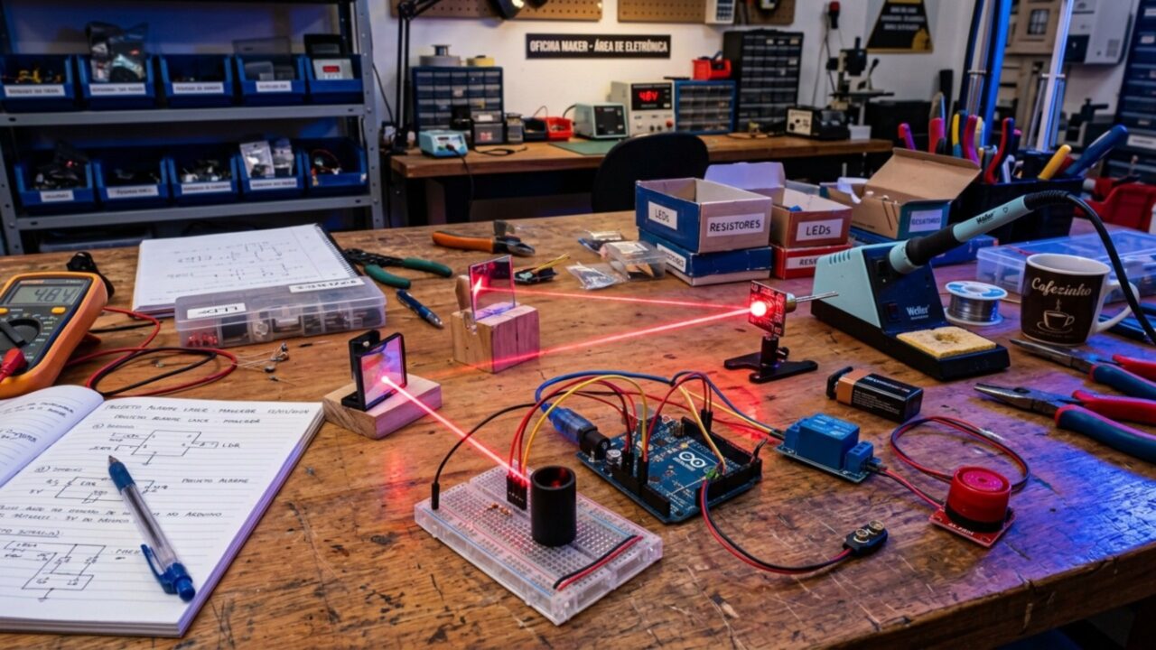 O alarme de filme de espião que você pode montar em casa com laser, Arduino e componentes simples