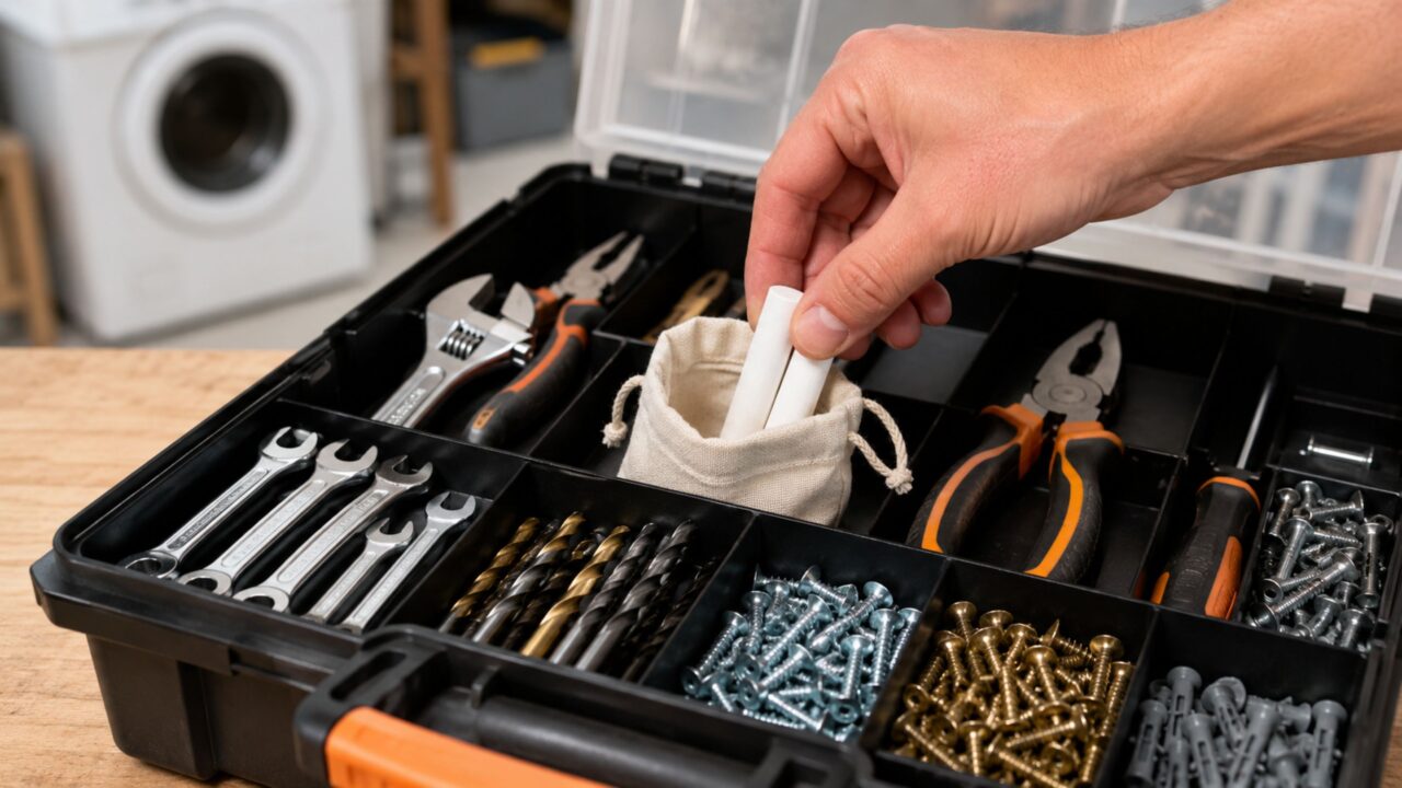 O giz funciona melhor como prevenção quando as ferramentas são guardadas limpas e secas