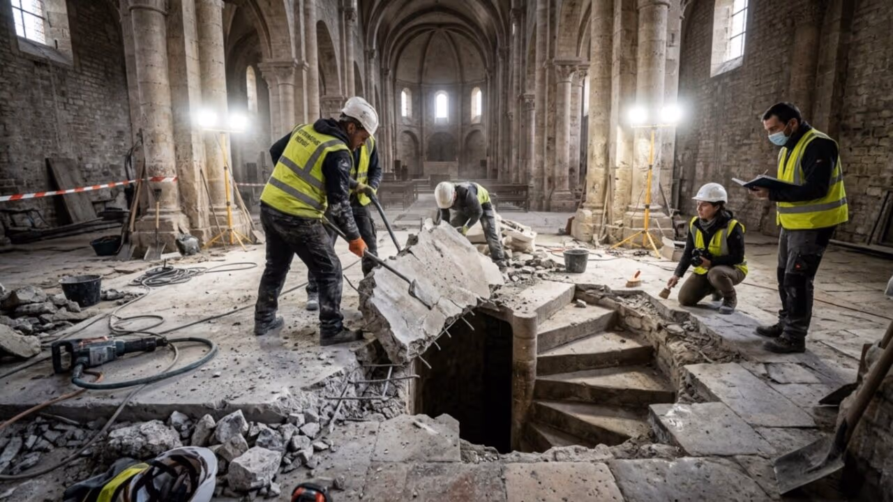 Arqueólogos seguiram uma escadaria esquecida em uma igreja antiga e o que eles encontraram após 400 anos escondido surpreendeu a todos