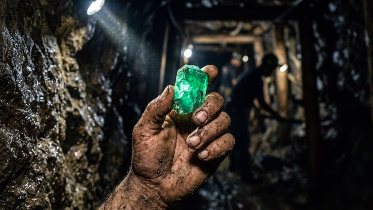 A mina colombiana onde trabalhadores entram sem saber se voltam e arriscam tudo por um brilho verde na escuridão