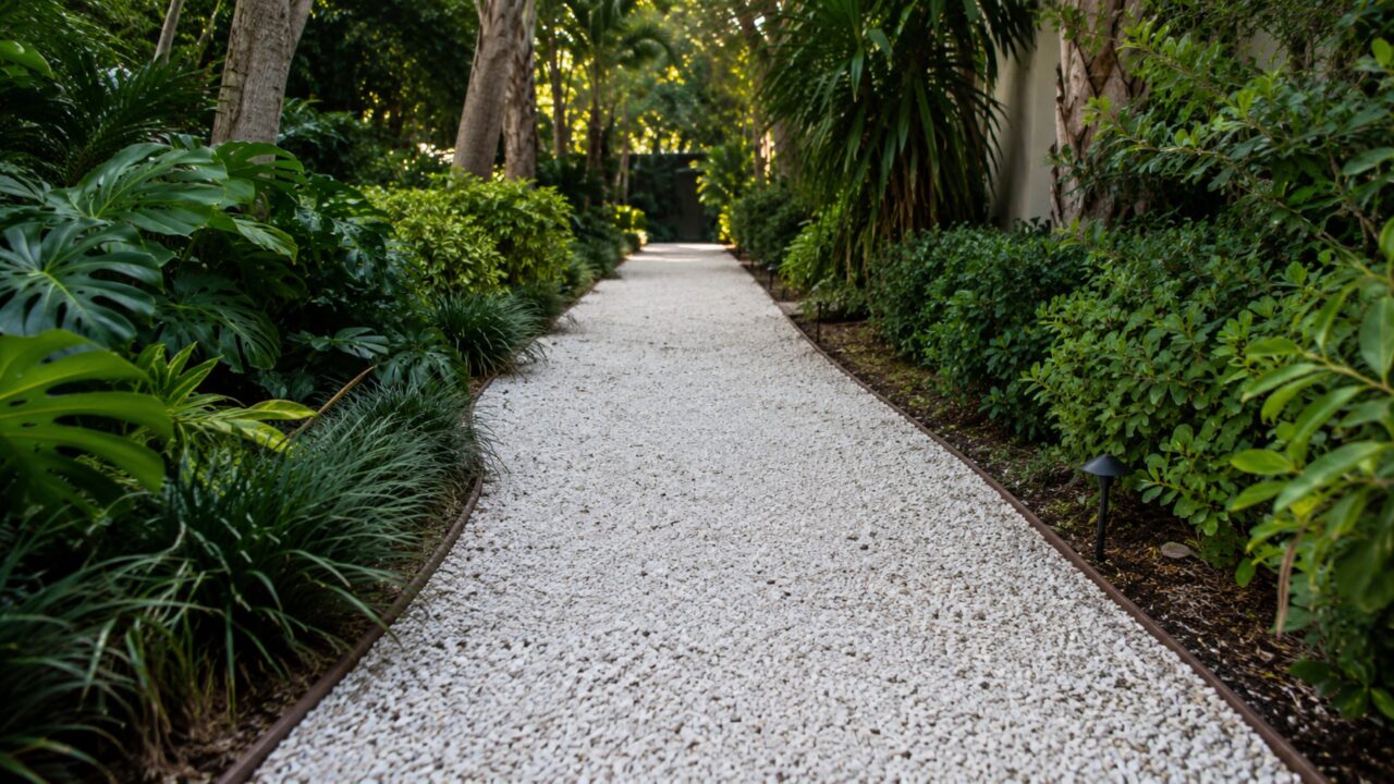 Conchas trituradas viraram tendência de jardim em 2026 e dão visual de resort sem virar apenas cobertura de canteiro