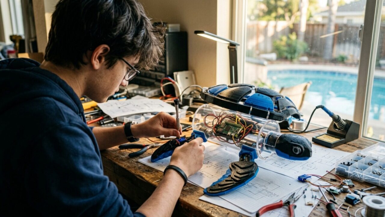 Jovem de 15 anos constrói tartaruga robótica usando inteligência artificial que detecta ameaças na água com 96% de precisão