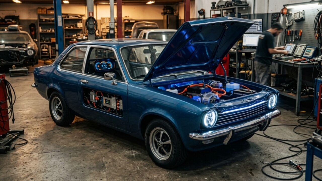 Projeto brasileiro está convertendo um Chevette clássico dos anos 70 em um carro elétrico e mostra desafios de colocar tecnologia moderna em carro antigo