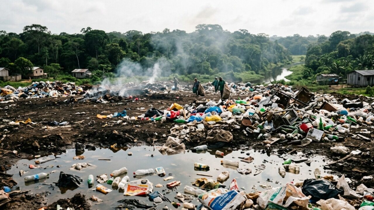 Enquanto o mundo discute desmatamento, um lixão na Amazônia despeja chorume, fumaça tóxica e risco invisível sobre comunidades