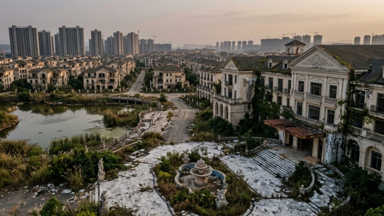 A cidade feita para milionários chineses virou um cemitério de luxo com mansões vazias, resort mofado e suítes intocadas