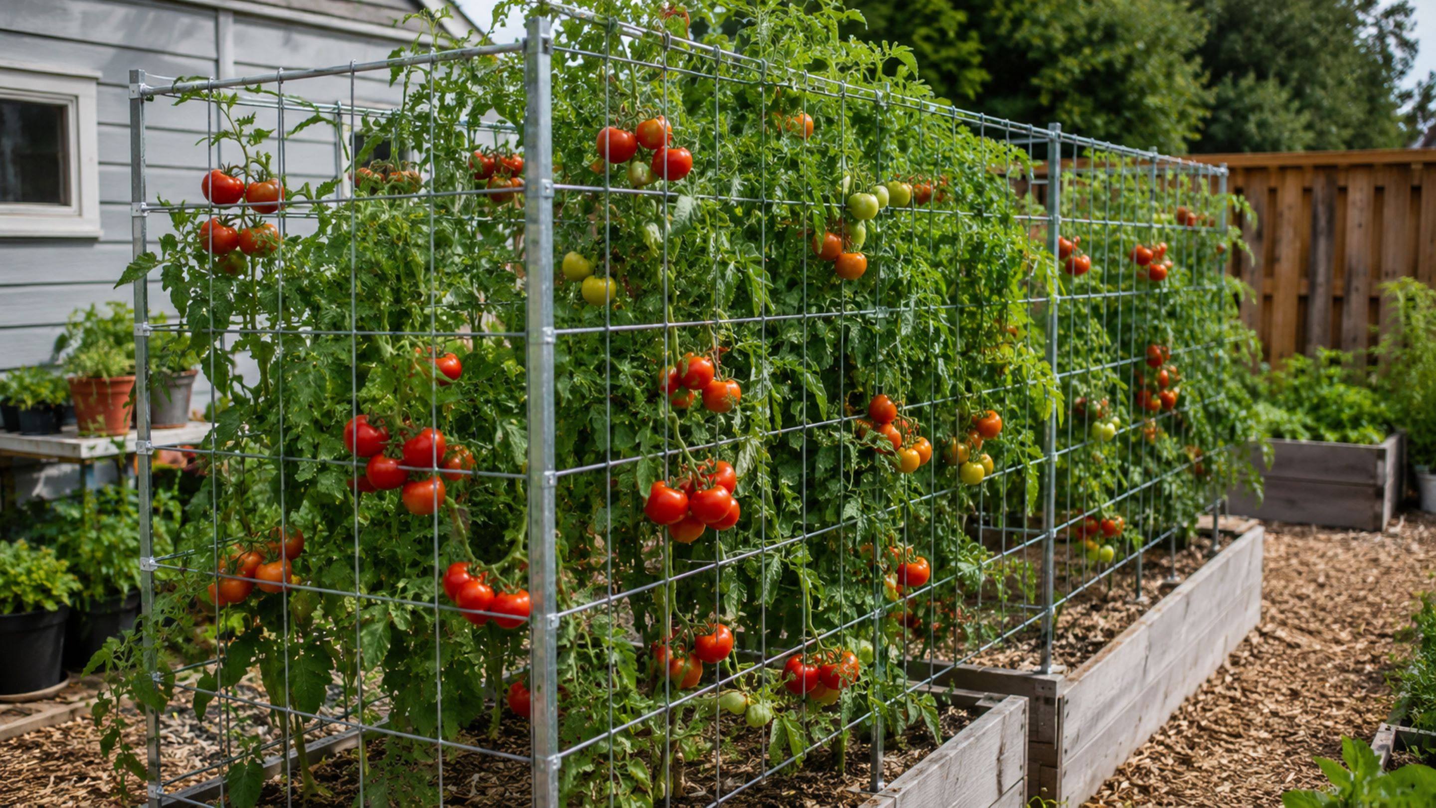 Adeus às gaiolas frágeis de tomate: tela hog wire 