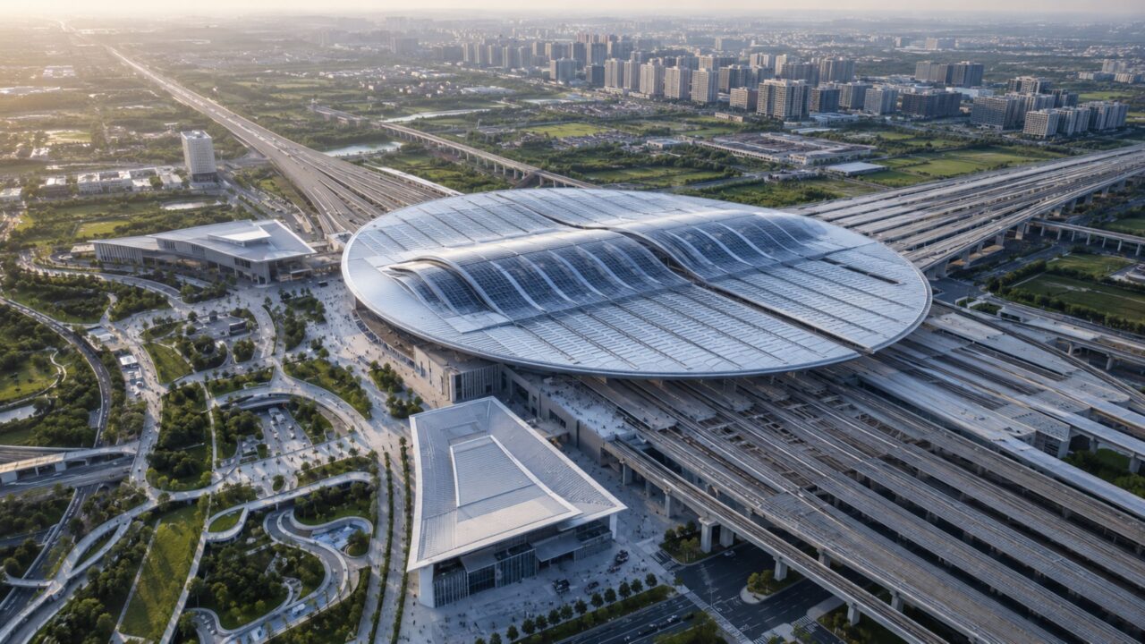O terminal integra trens, serviços urbanos e geração de energia solar