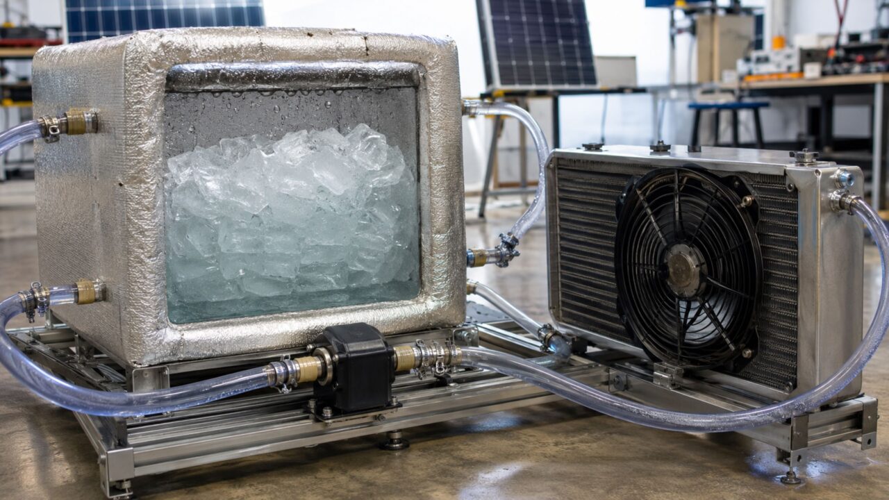 Gelo funciona como bateria térmica para resfriar pequenos espaços após o pôr do sol