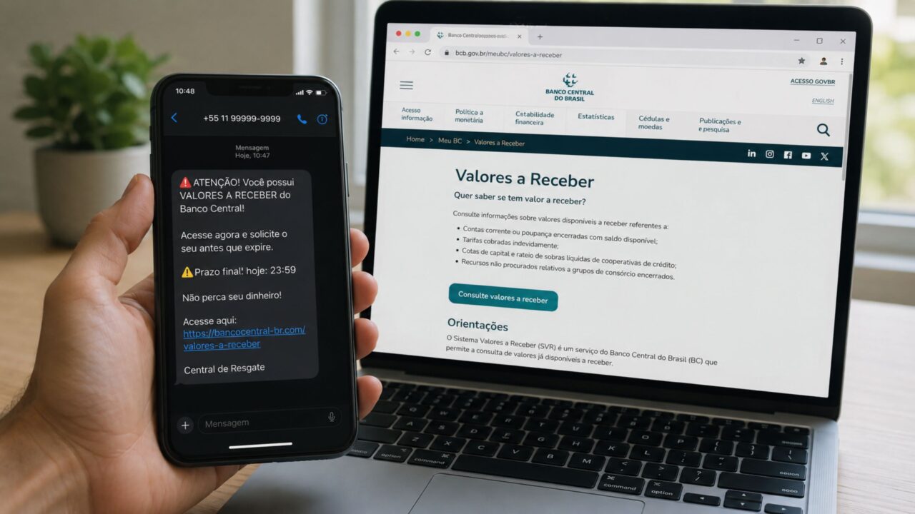 O resgate deve ser feito apenas no site oficial, sem pagamento de taxas ou links recebidos por mensagem