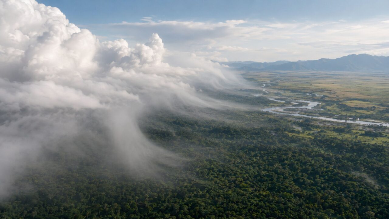 Vapor levado pelos ventos conecta floresta, chuva e clima