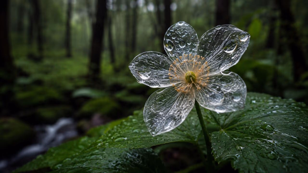 Conheça a flor que fica transparente quando a chuva toca suas pétalas