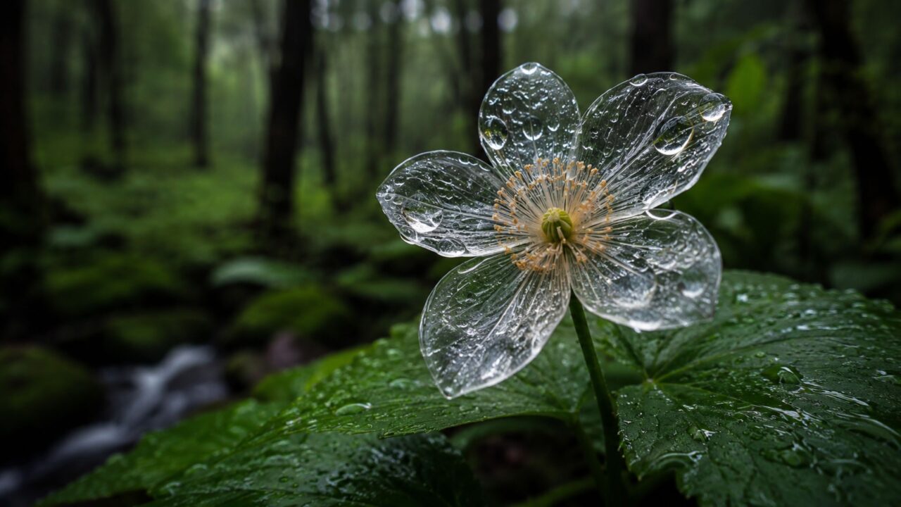 Conheça a flor que fica transparente quando a chuva toca suas pétalas