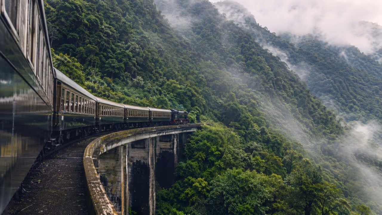O passeio de trem no Paraná que atravessa túneis, pontes e Mata Atlântica em uma descida de serra com cara de viagem internacional