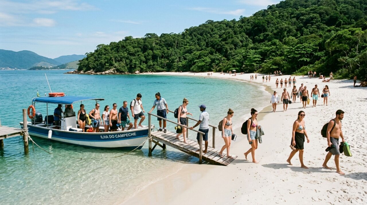 O acesso por barco ajuda a manter o clima reservado da ilha