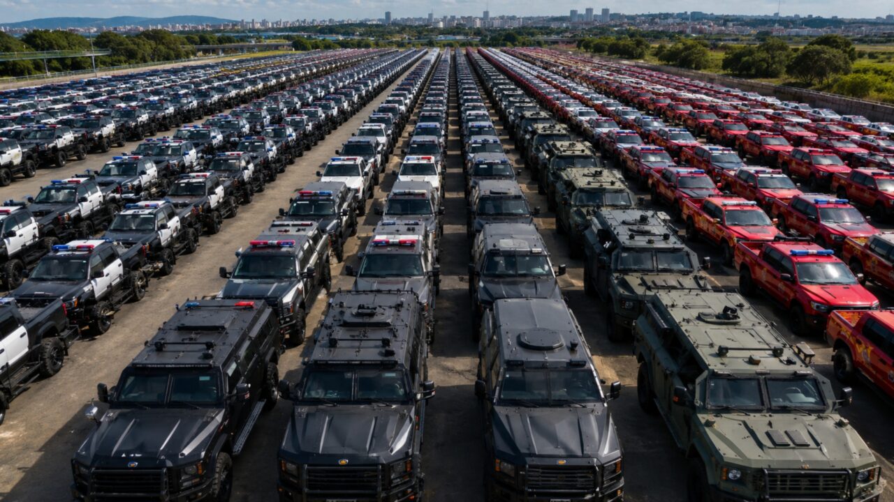 6,3 mil viaturas novas, blindados, RAM 3500 e R$ 1,1 bilhão: estado brasileiro monta frota de segurança que em fila chega a 32 km e polícia, bombeiros e resgate agradecem o reforço