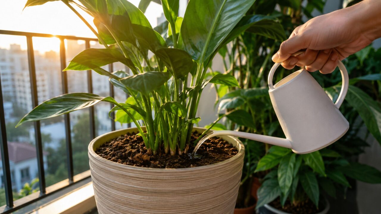 A rega pela manhã reduz a evaporação e ajuda a planta a aproveitar melhor a água