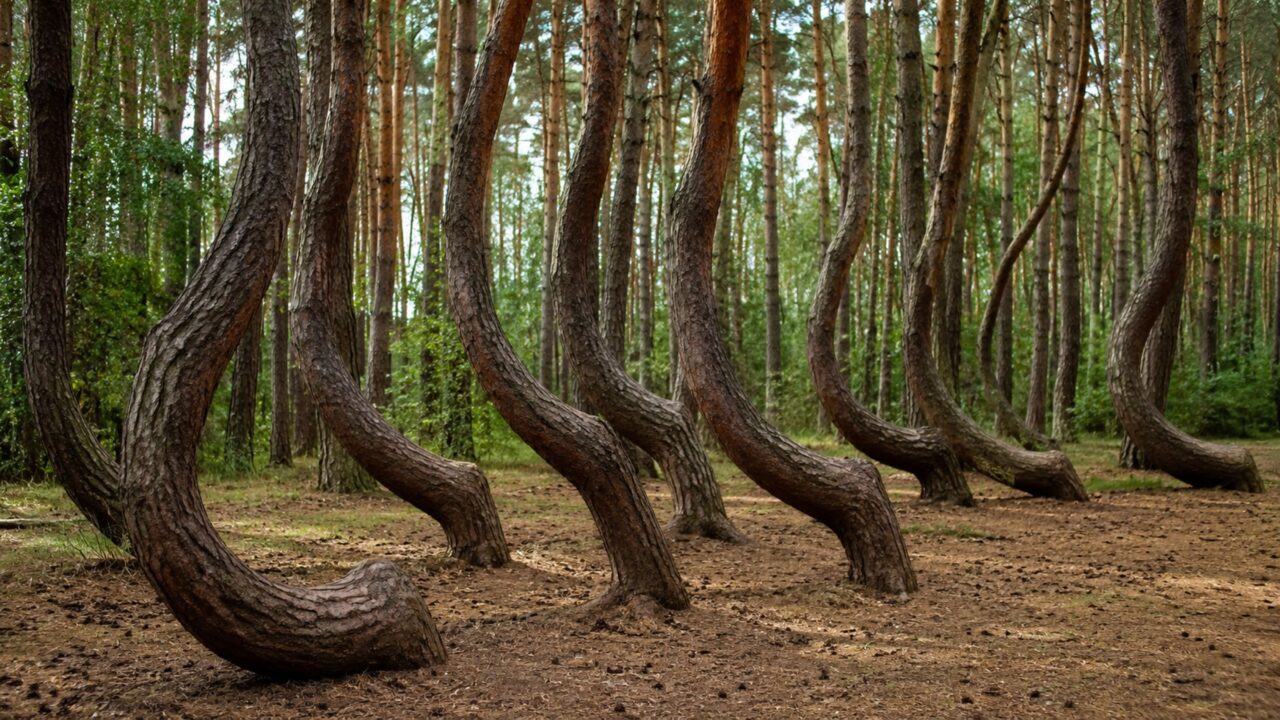 Curvas repetidas reforçam o mistério da Floresta Torta