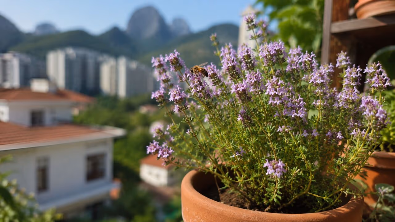 Nem manjericão nem coentro: o tomilho florido atrai abelhas e borboletas e ainda cabe em vasos pequeno