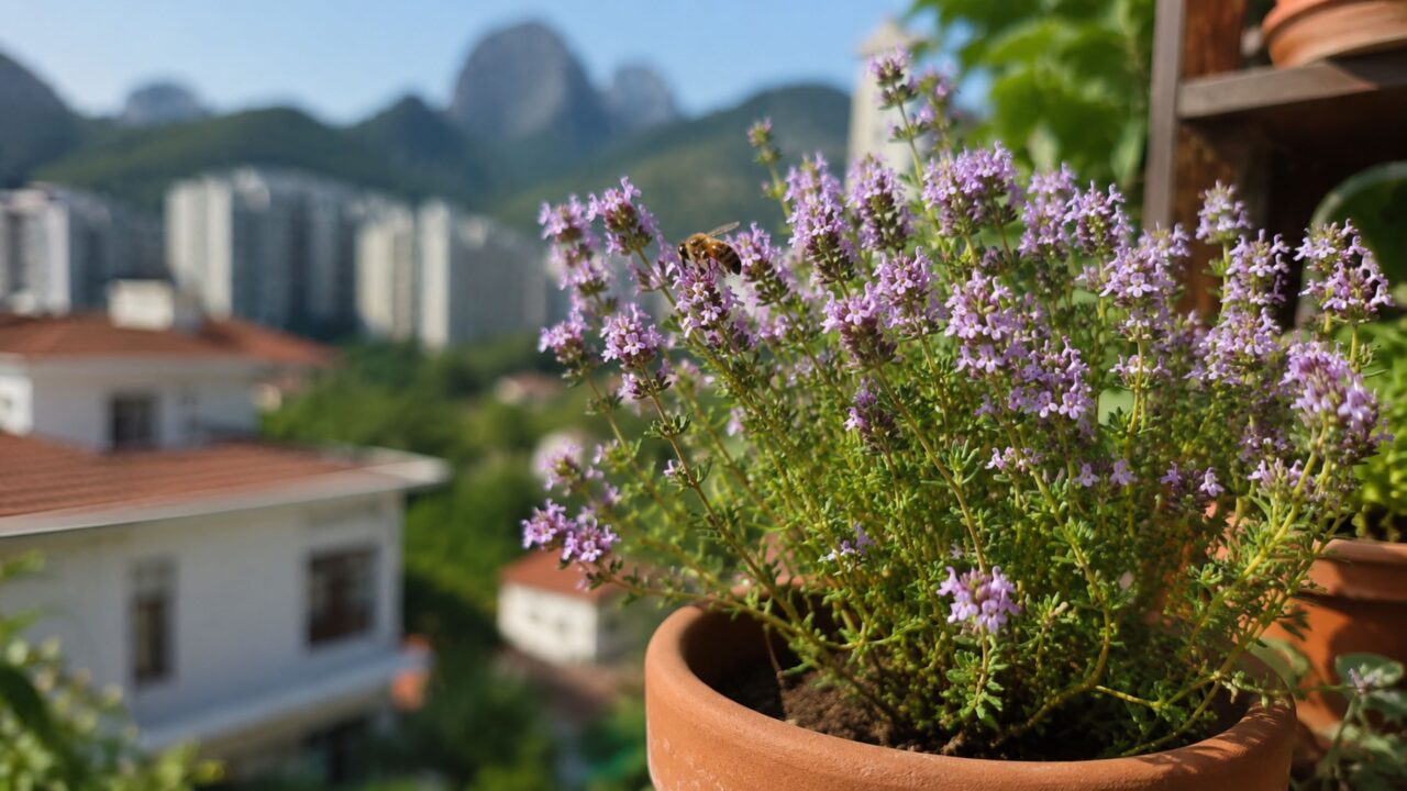 Nem manjericão nem coentro: o tomilho florido atrai abelhas e borboletas e ainda cabe em vasos pequeno