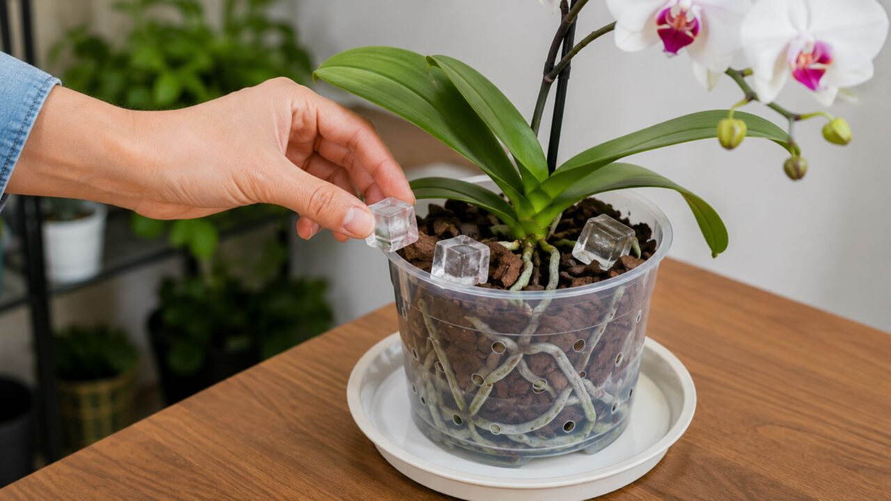 O gelo deve derreter no substrato sem tocar partes sensíveis da planta