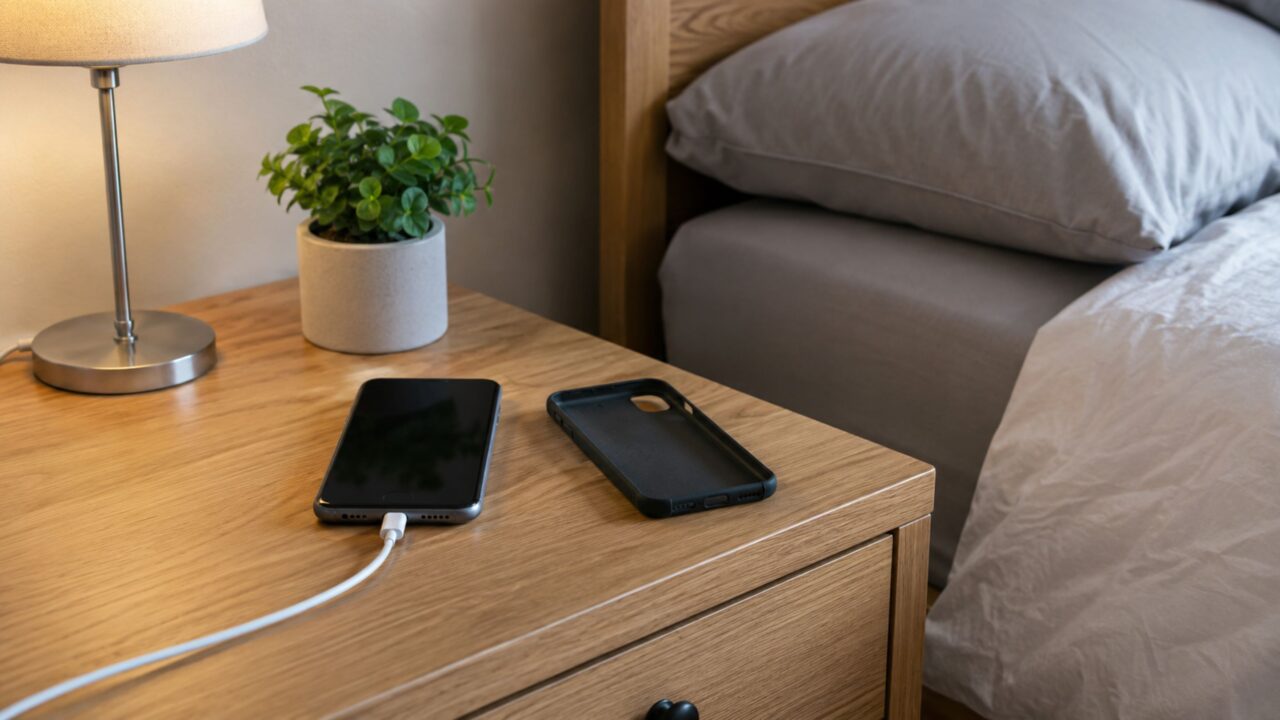 Celular fora da cama e em local ventilado durante a noite