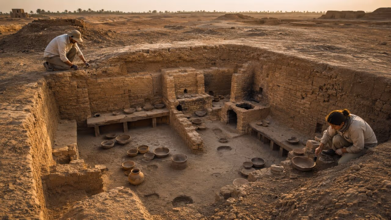 Escavação no Iraque revela uma taverna intacta de 5.000 anos com geladeira de argila e 150 tigelas de comida