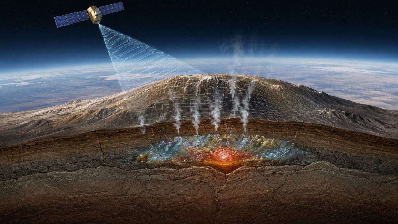 Satélites detectaram pressão subterrânea e elevação próxima ao cume