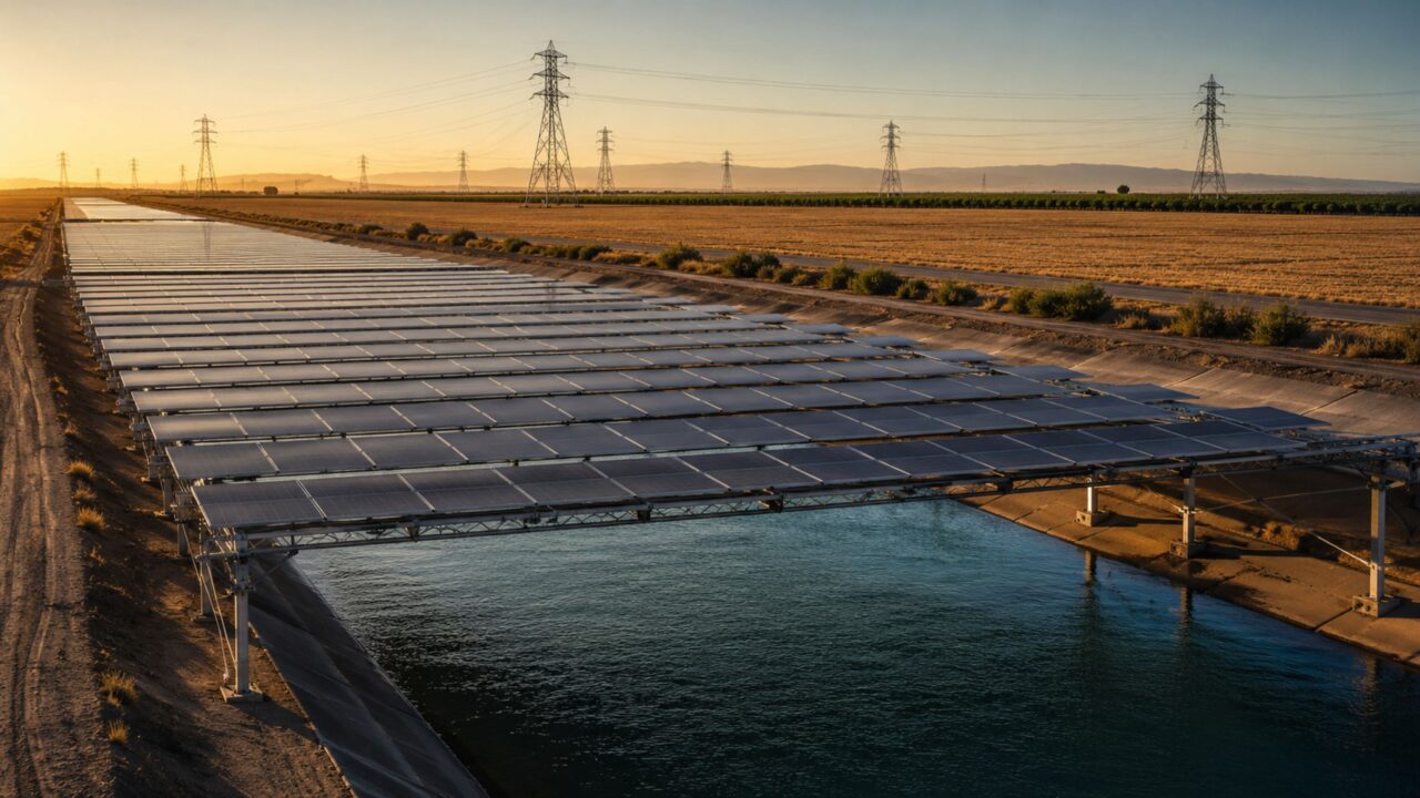 O plano de US$ 20 bilhões para cobrir 6.400 quilômetros de canais da Califórnia com painéis solares e poupar água potável