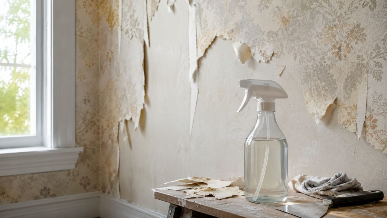 Como criar um spray caseiro com amaciante para remover papel de parede antigo sem sofrimento e sem estragar a pintura
